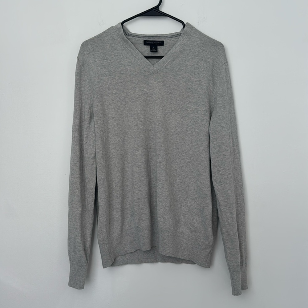 Banana Republic Silk Cotton Cashmere V-Neck Sweater Size Large